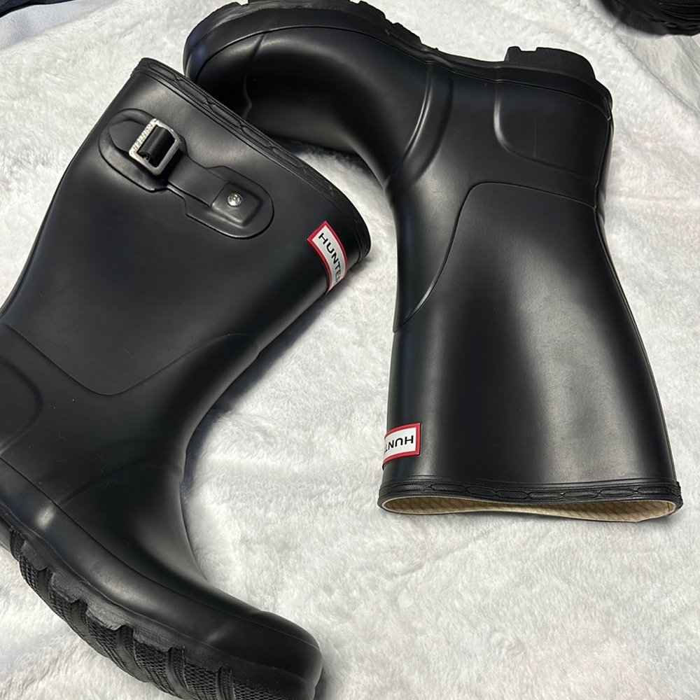 Hunter Black Short Rain & Snow Boots with Side Buckle